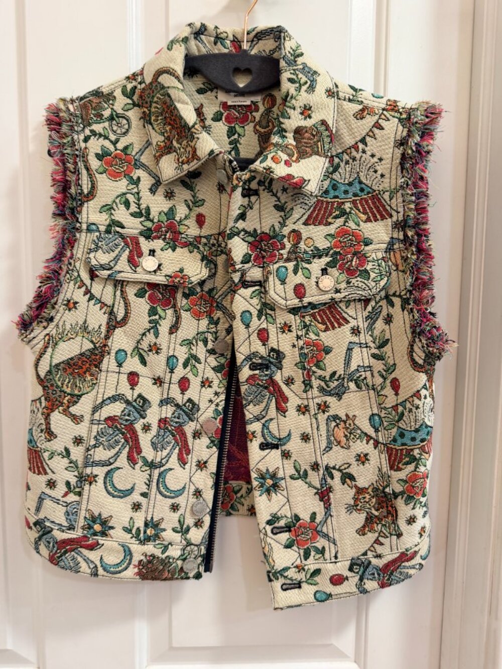Zadig & Voltaire Kio Deluxe Tapestry Fringe Vest M - Picture 7 of 14
